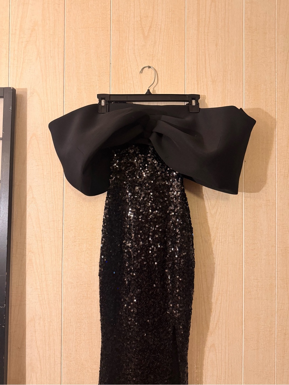 ASOS Black Sequin Strapless Gown with Oversized Bow - Picture 4 of 9